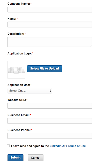 create one new application in LinkedIn site
