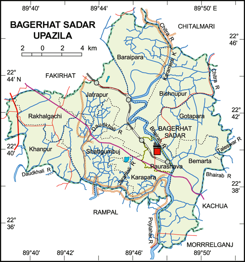 Bagerhat Sadar Upazila Map Bagerhat District Bangladesh