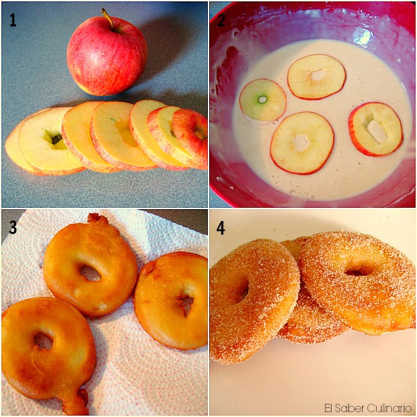 como hacer Manzana rebozada en masa de tortitas o pancakes