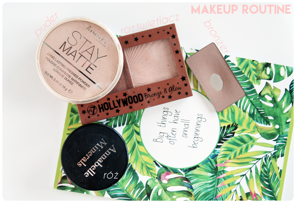 makijaż dzienny makeup routine puder rimmel stay matte, róż annabelle minerals