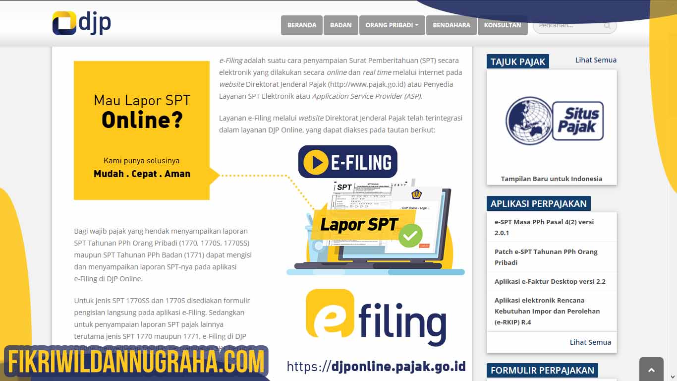 Cara Lapor Spt Tahunan Pajak Online Via E Filing