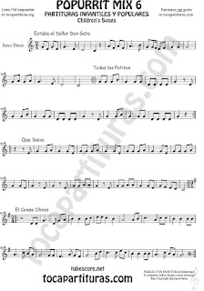 Mix 6 Partitura de Saxo Tenor Estaba el Señor Don Gato, Todos los Patitos, Qué llueva Infantil, El Conde Olinos Mix 6 Sheet Music for Tenor Saxophone Music Scores Mix 6 Partitura de Saxo Tenor Estaba el Señor Don Gato, Todos los Patitos, Qué llueva Infantil, El Conde Olinos Mix 6 Sheet Music for Tenor Saxophone Music Scores