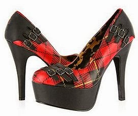 Abbey Dawn Stay in Line Platform Heel - Red Plaid