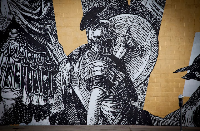 Street Art By American Urban artists Cyrcle And French singer Woodkid in Los Angeles, USA. 2