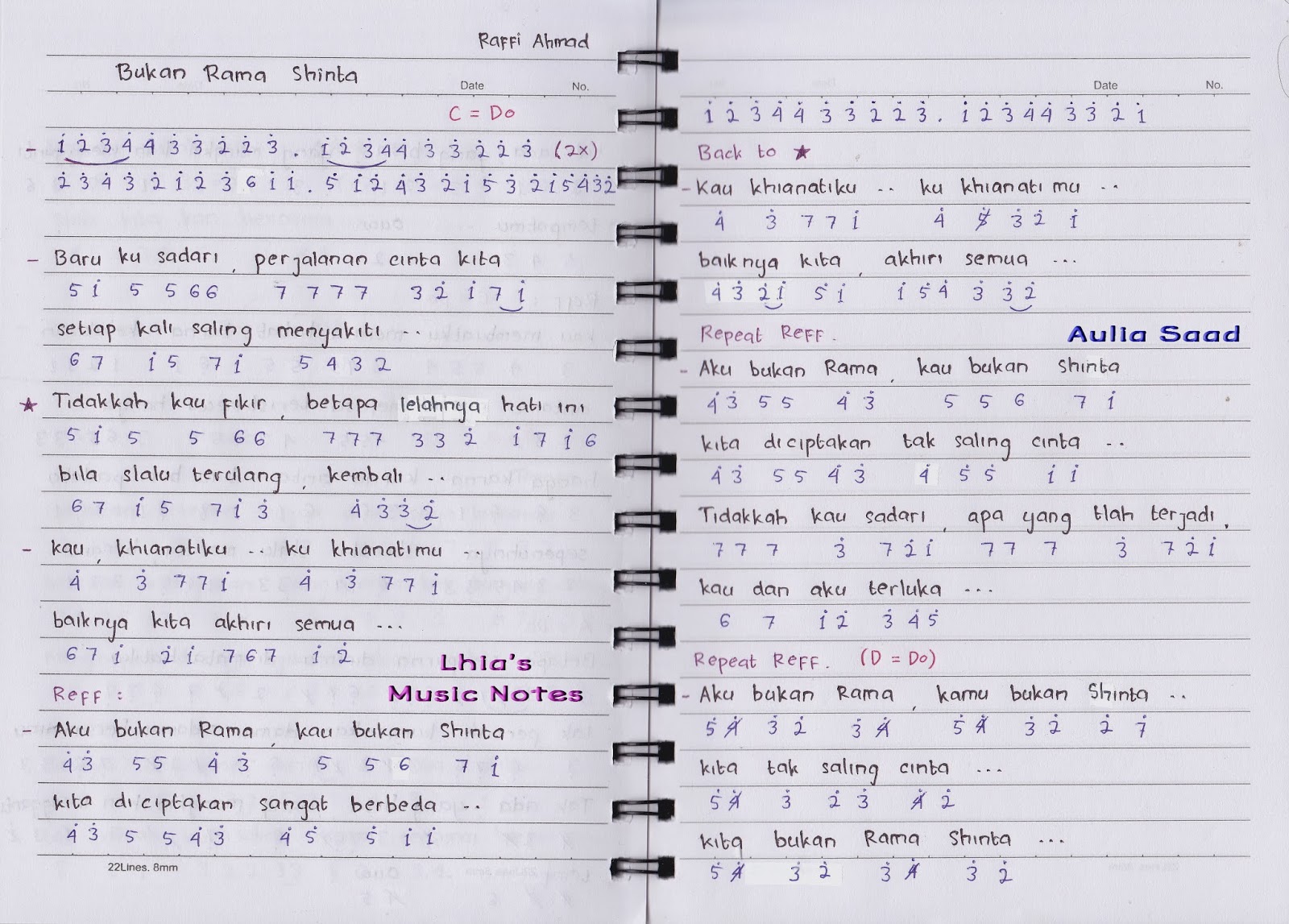 Not Angka Lagu Afgan Bukan Cinta Biasa Koleksi Not Angka