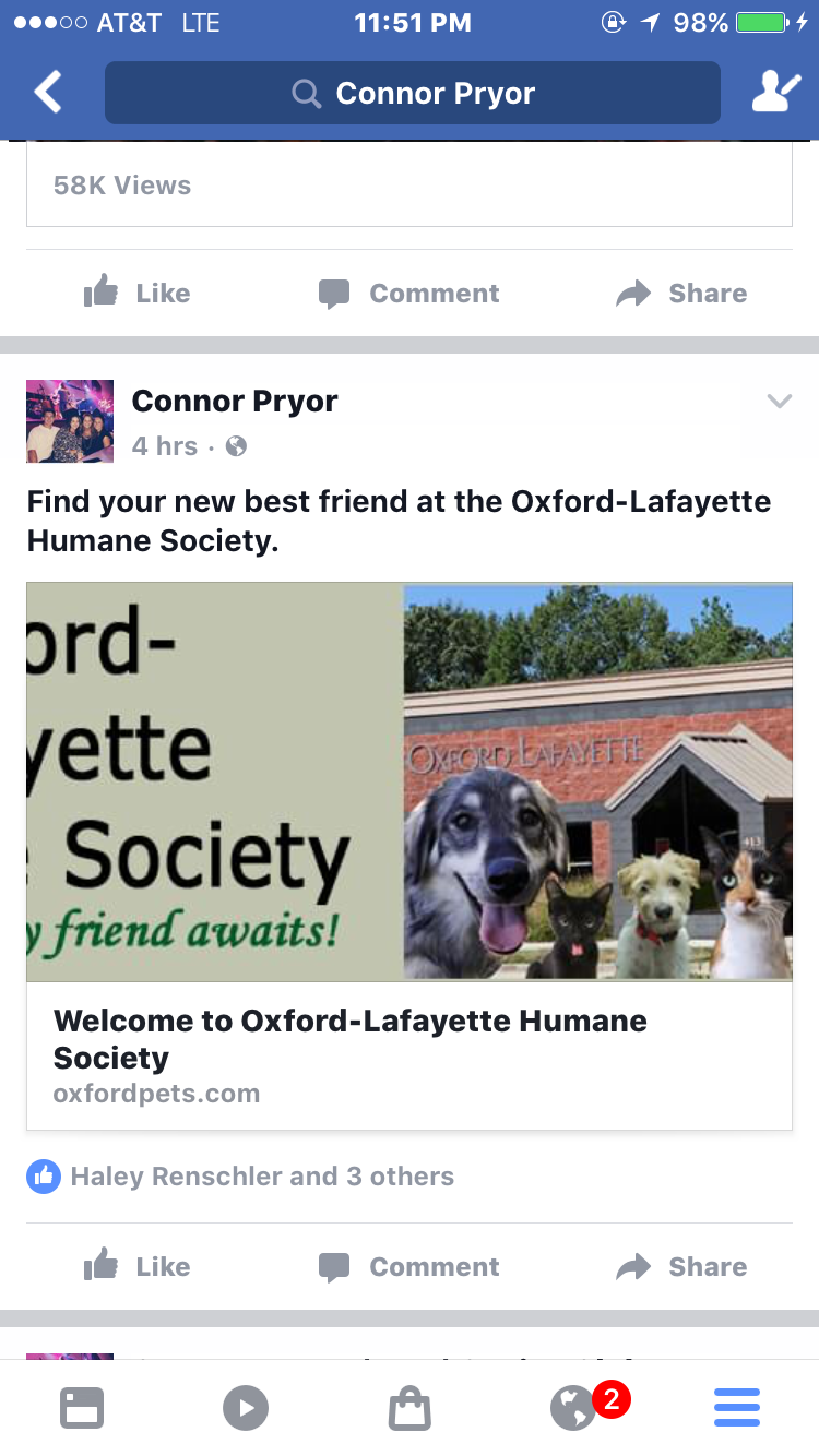 Ole Miss JOUR 378 Oxford Lafayette Humane Society Improving One