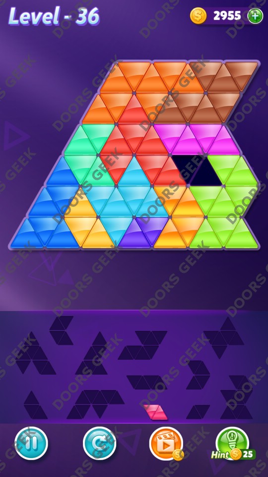 Block! Triangle Puzzle Grandmaster Level 36 Solution Doors Geek