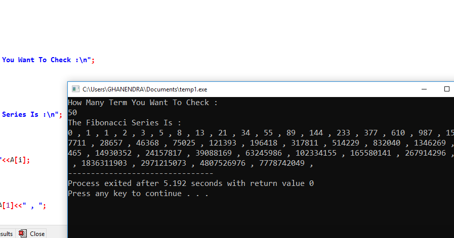 Large Fibonacci Numbers in C++ | Big Fibonacci Series