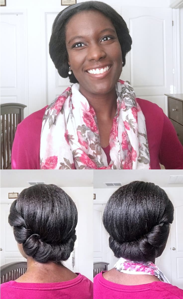 wearing the headband tuck hairstyle on relaxed hair