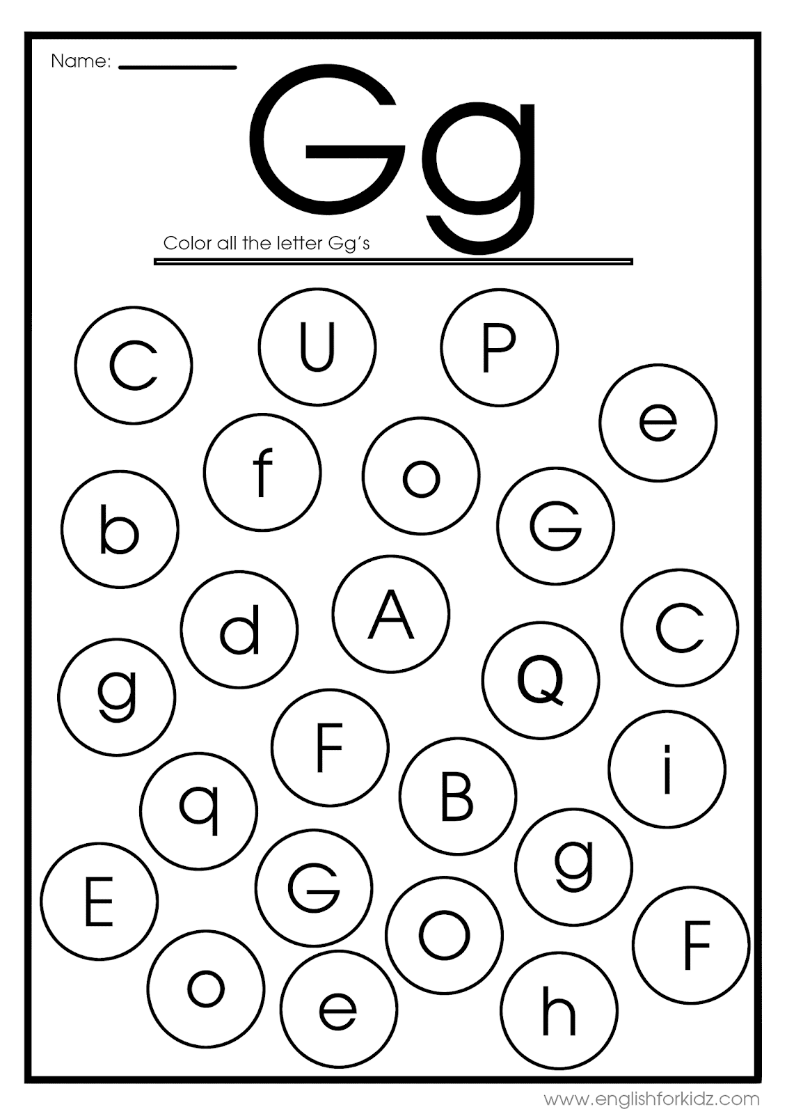 English for Kids Step by Step Letter G Worksheets, Flash Cards