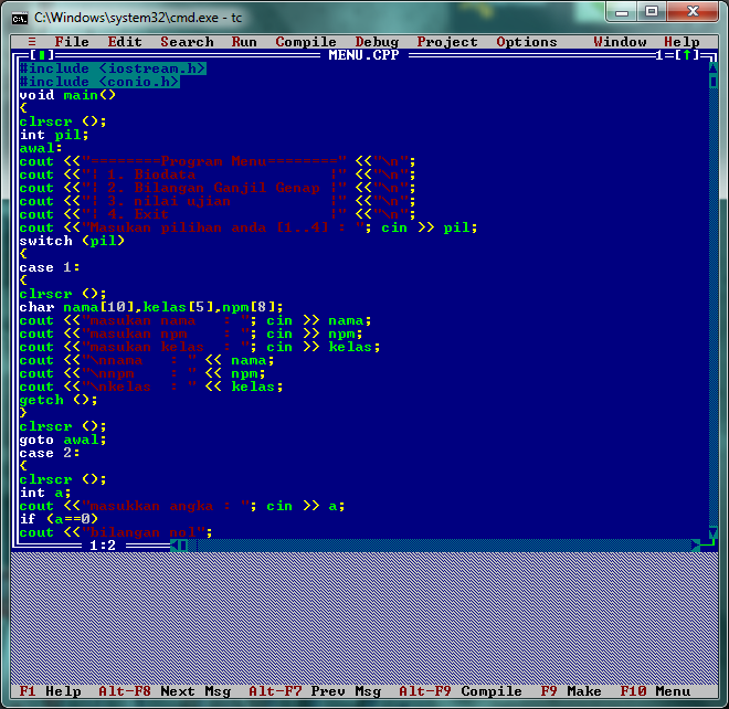 Dimas Ihsan Prasetyo program menu c++