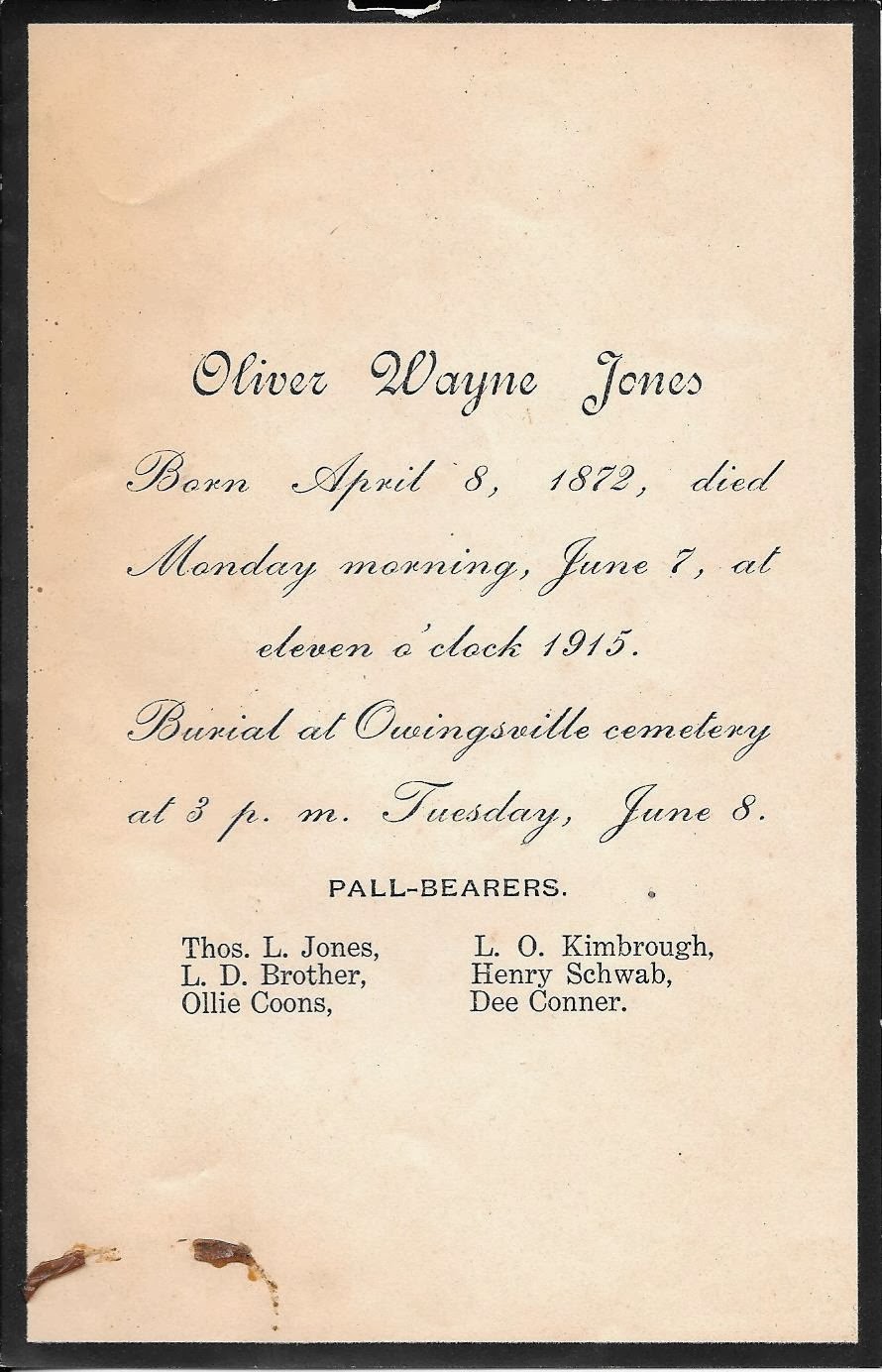 From the Journals of William Burl Kincaid, Jr. Old Funeral Notices