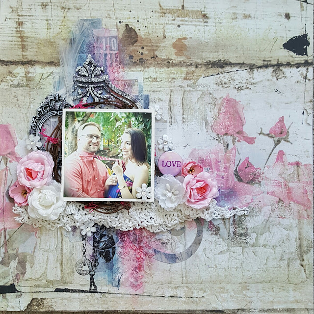 Blue Fern Studios Tattered Walls Love scrapbook layout Jessica McFall Blue Fern Studios Tattered Walls Love scrapbook layout Jessica McFall