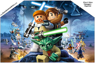 Star Wars Lego: Invitaciones para Imprimir Gratis Sobre para invitación. Corta las esquinas superiores y dobla hacia adentro los laterales.