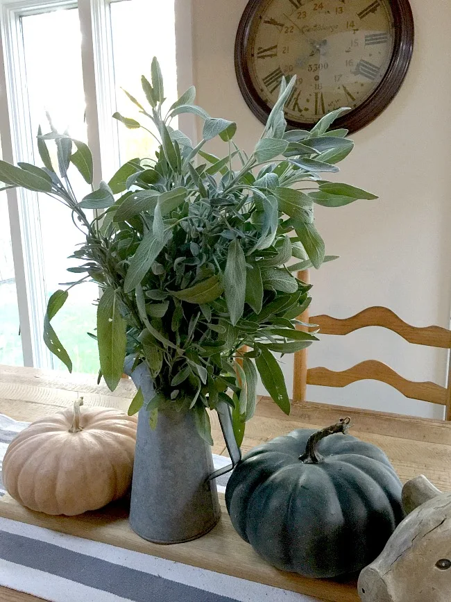 An Herbal Sage bouquet for a farmhouse table centerpiece. www.homeroad.net