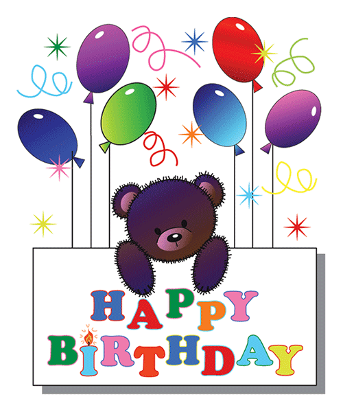 Birthday Bear and Balloons | Symbols & Emoticons