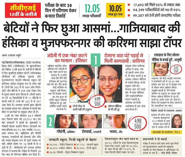 सीबीएसई के 12वीं रिजल्ट में बेटियों ने फिर मारी बाजी सीबीएसई के 12वीं रिजल्ट में बेटियों ने फिर मारी बाजी न्यूज़