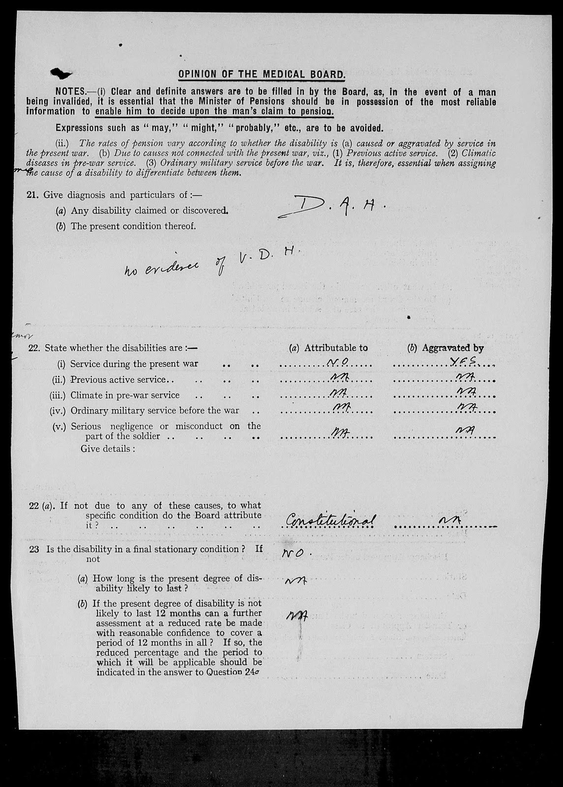 Army Form B.179a Medical Report on a soldier - Page 3