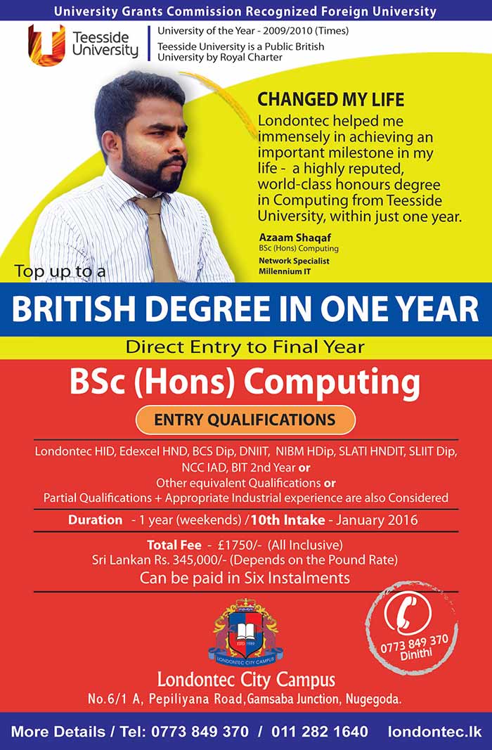 Established in 1989, Londontec has had a phenomenal growth from being an institution providing courses on electronics to a campus offering world class degrees and diplomas. Despite our growth we have been consistent with our founder’s vision of providing education to satisfy the needs and wants of the society. Today, we can proudly claim that we offer the affordable and one of the most recognized British degrees in Sri Lanka.