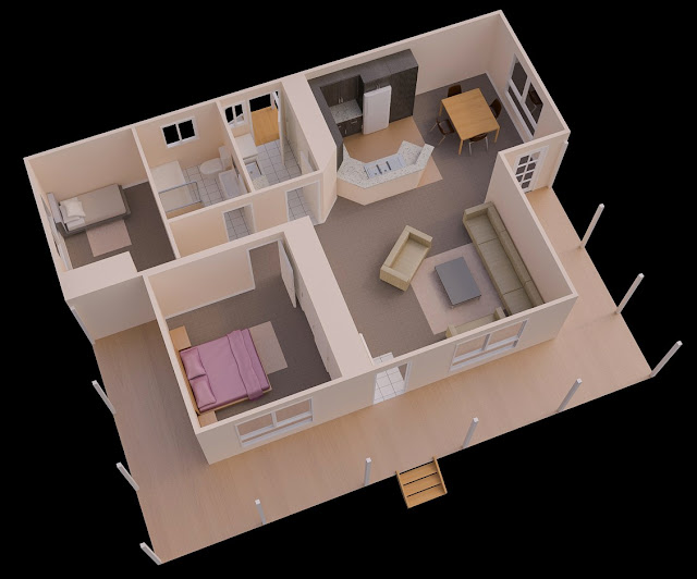 3D floor plans, 3D floor plan, small house floor plans