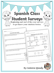 Beginning of the Year Student Interest Survey in English and Spanish