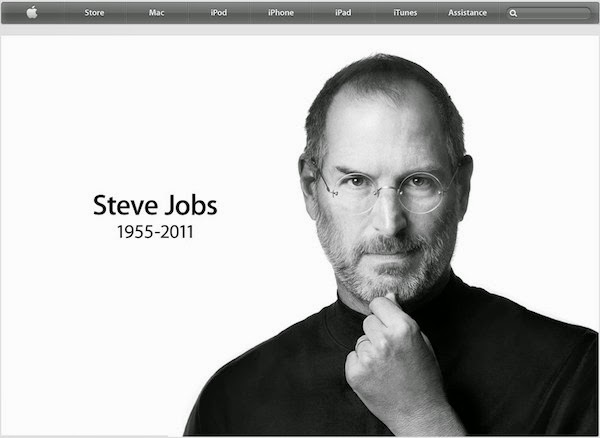 RIP Steve Jobs copie d'écran de la page d'accueil d'Apple avec la photo de Steve Jobs