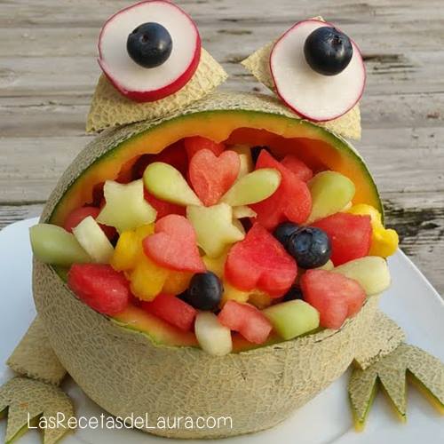 Fruit decoration Decoracion con Melon y frutas.
