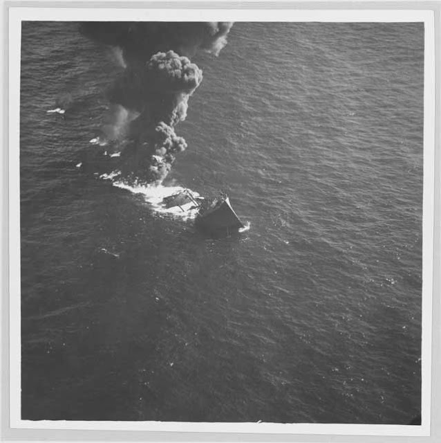 British tanker Empire Gem sinks off the North Carolina coast on 24 January 1942 worldwartwo.filminspector.com