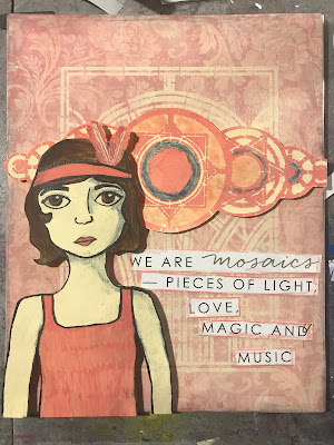 Flapper Style Art Deco Layered Mixed-Media Canvas with StencilGirl® Stencils by Sarah Donawerth