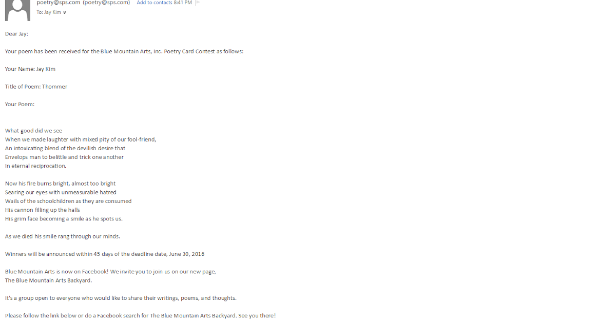 Jay Kim's Blog POETRY ANTHOLOGY COMPETITION ENTRIES