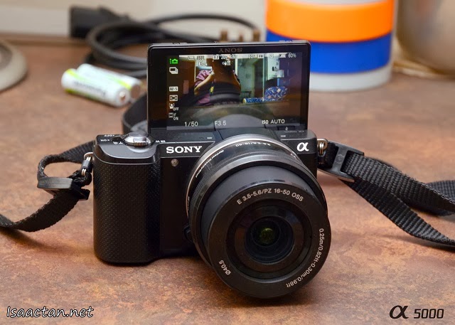 Check out the 180 degrees tiltable LCD screen on the Sony Alpha 5000!