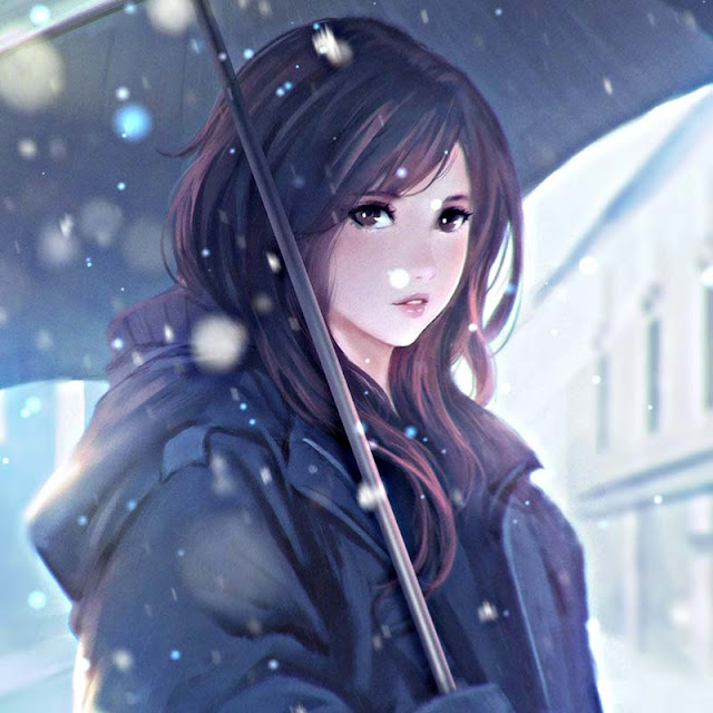 Girl With Umbrella Winter Snow Wallpaper Engine