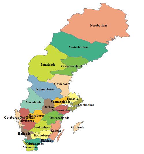 Sverige Karta Province-området