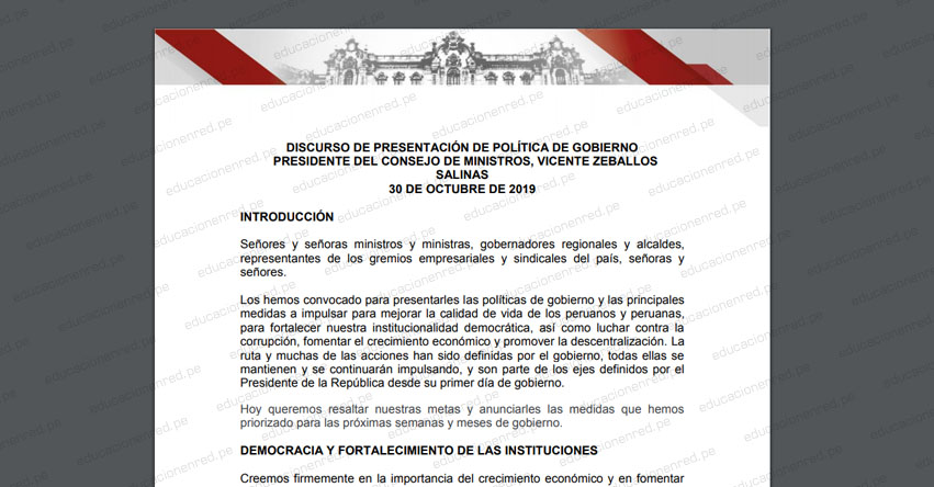 Sepa qué anuncios presentó el premier Vicente Zevallos sobre educación Sepa qué anuncios presentó el premier Vicente Zevallos sobre educación