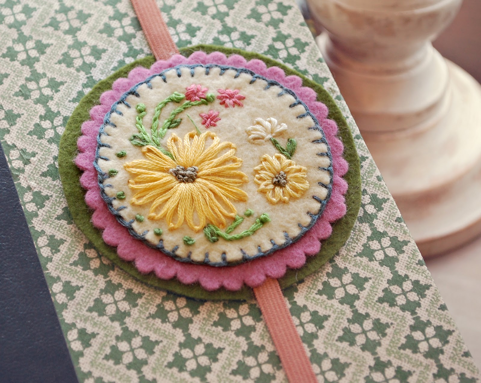 A Feathered Nest Embroidered Felt Bookmarks