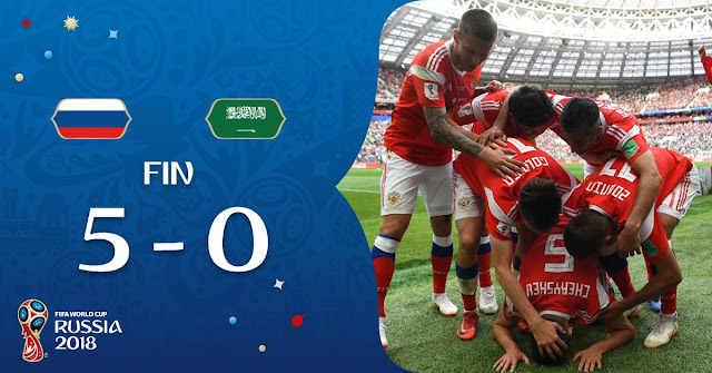 Rusia aplasta 5 -0 a Arabia Saudita en la inauguración del Mundial