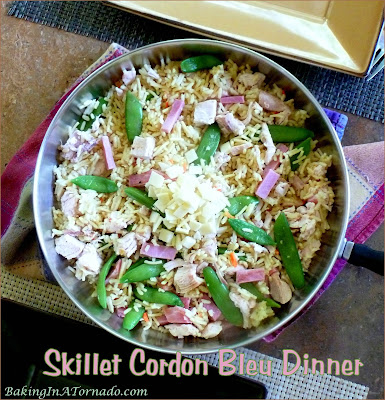 Skillet Cordon Bleu Dinner: simplify your life by making a hearty, flavorful dinner in one skillet repurposing leftovers. | Recipe developed by www.BakingInATornado.com | #recipe #dinner