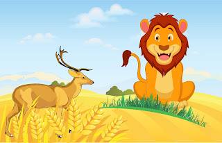 lion with deer vector