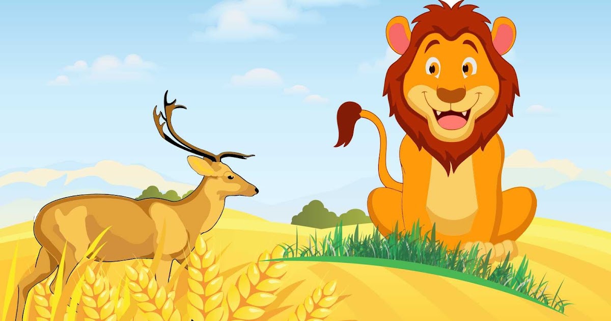lion with deer vector