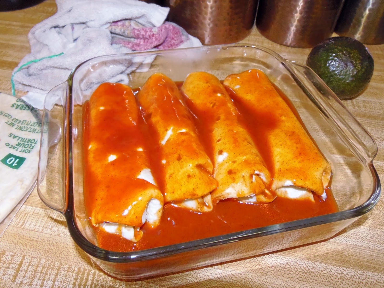 Glo's Kitchen Beef(less) & Refried Beans Enchiladas