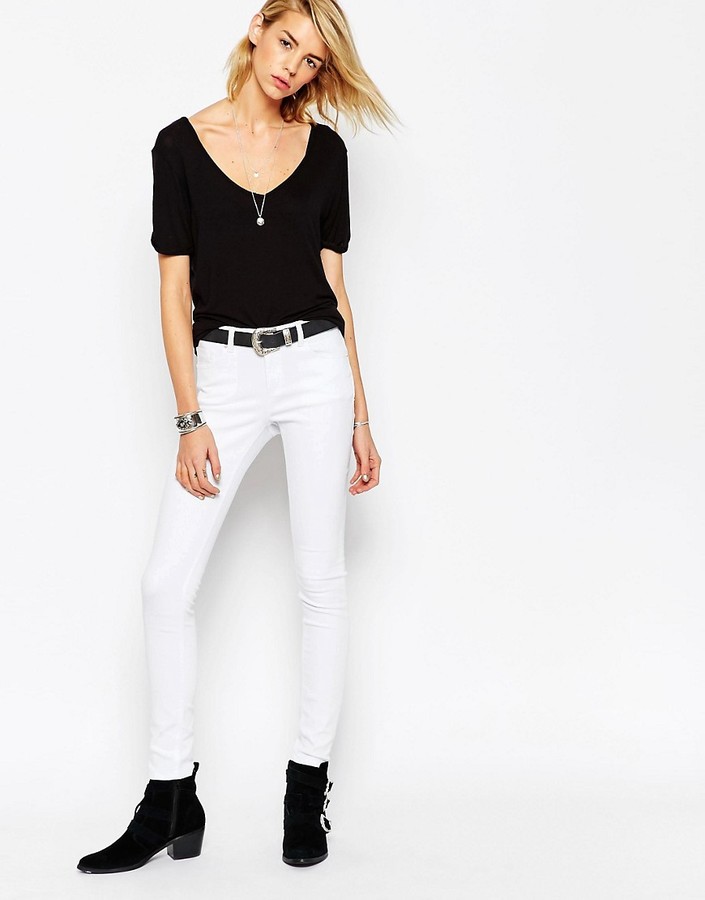 ASOS LISBON MIDRISE SKINNY JEANS IN WHITE