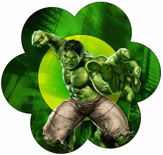 Hulk: Invitaciones para Imprimir Gratis. Tarjeta con forma de flor.