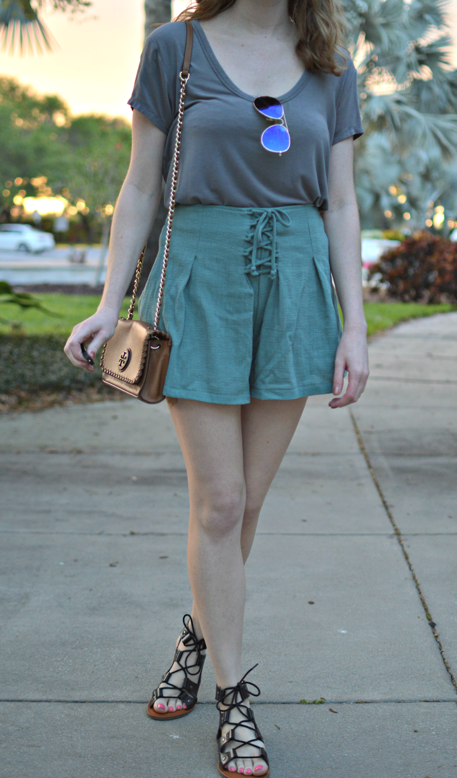 Lace-Up Shorts + New Tory Burch Bag - Affordable by Amanda