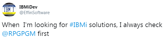 When I'm looking for #IBMi solutions, I always check @RPGPGM first
