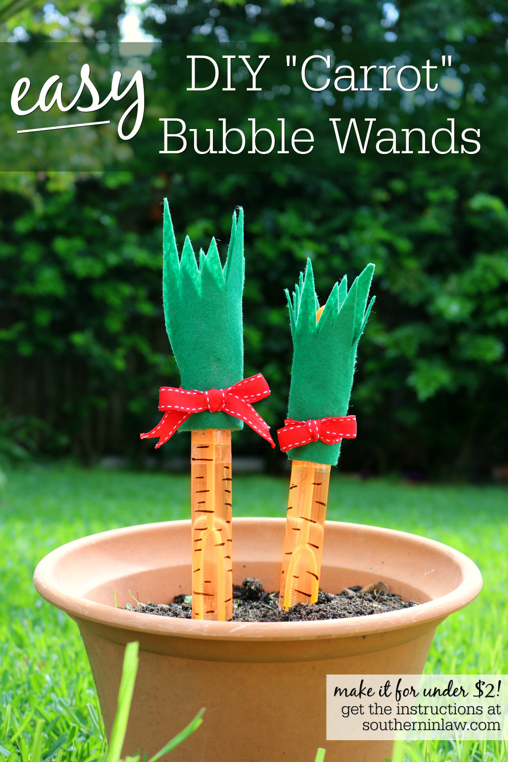 Southern In Law Easy DIY Carrot Bubble Wands for Easter