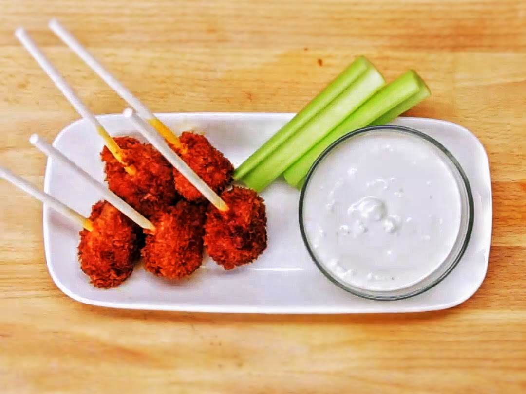 Buffalo Chicken Pops With Blue Cheese Dipping Sauce