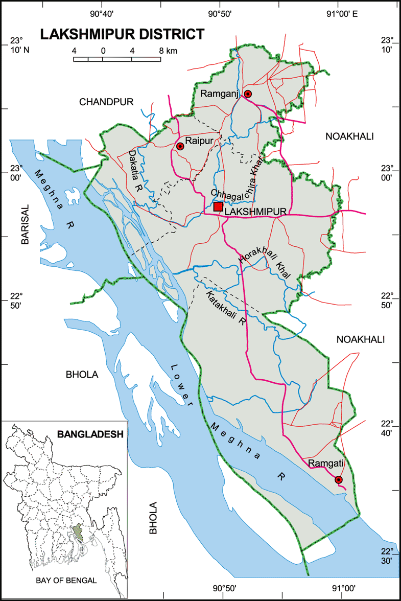 Lakshmipur District Map Bangladesh