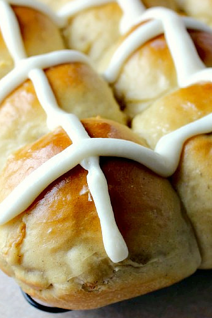 Easy Hot Cross Buns by Renee's Kitchen Adventures close up image