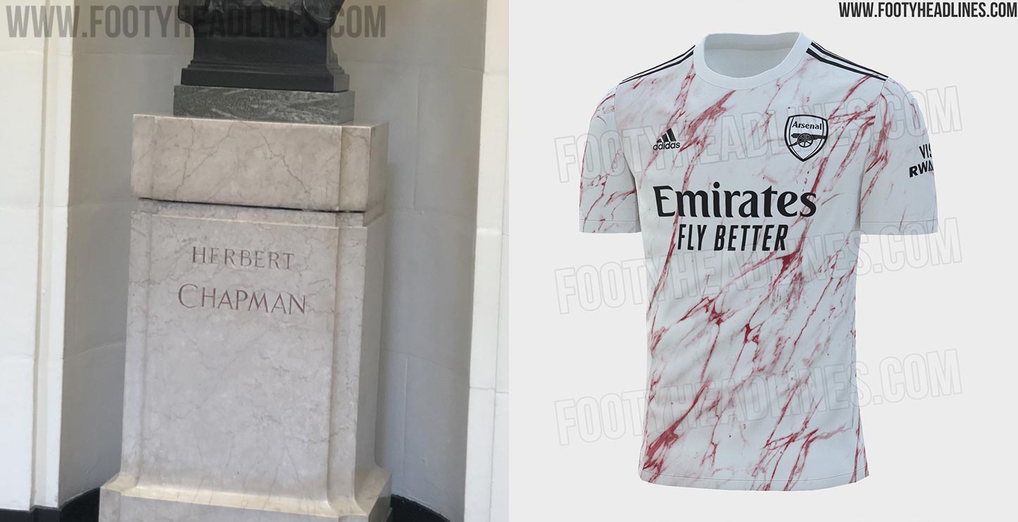 Arsenal Away jersey for 2020/21 season, inspired by the iconic marble halls  of Highbury's East Stand