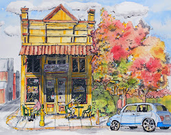 buildings watercolor ink downtown lincoln building pen terry town